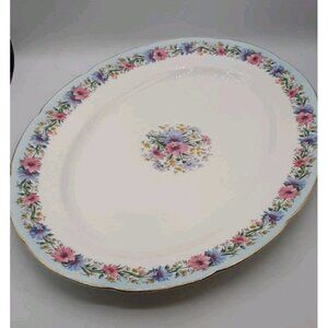 Vintage Foley Cornflower Turkey Oval Platter Bone China England 15 1/2 in